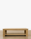 Table basse chêne Driftwood traditionnelle avec cannelures verticales et texture brossée pour le salon