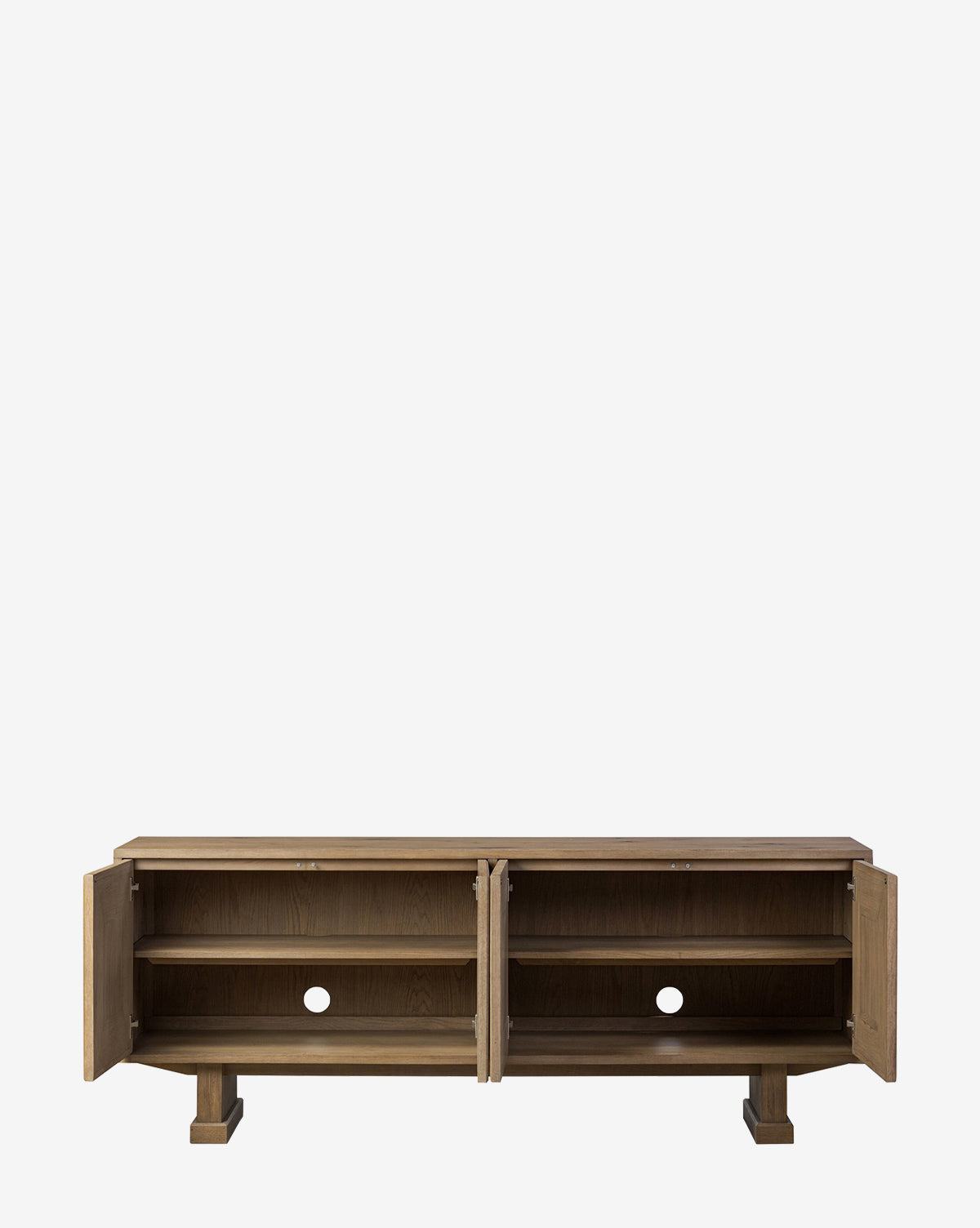 Buffet moderne en chêne avec grain naturel et rangement pour salon