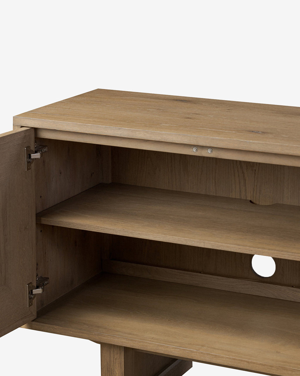 Buffet moderne en chêne avec grain naturel et rangement pour salon