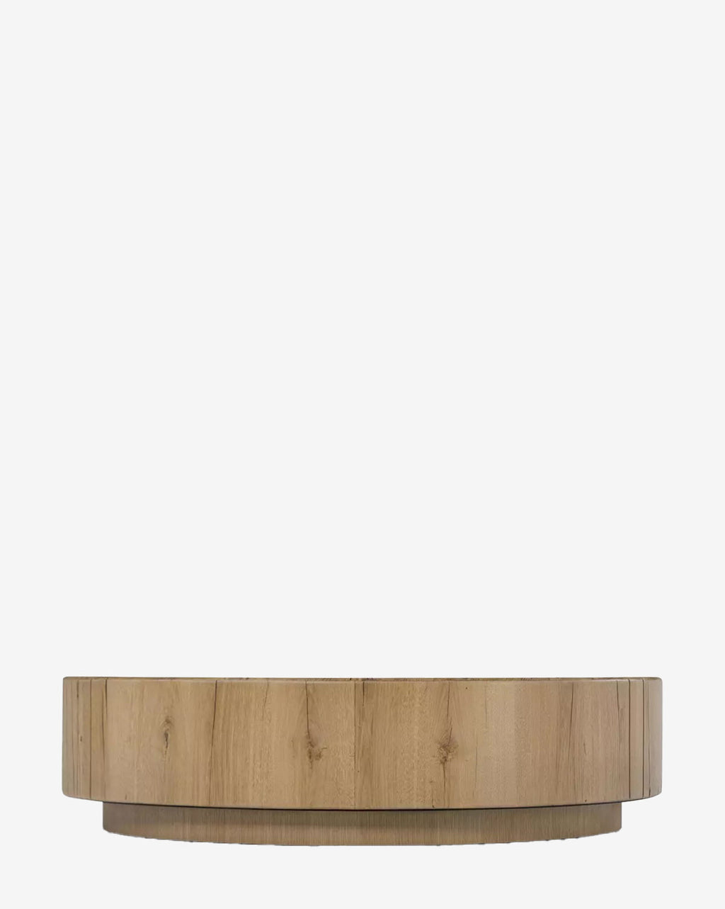 Table basse ronde moderne en chêne avec matériaux naturels et forme contemporaine pour le salon