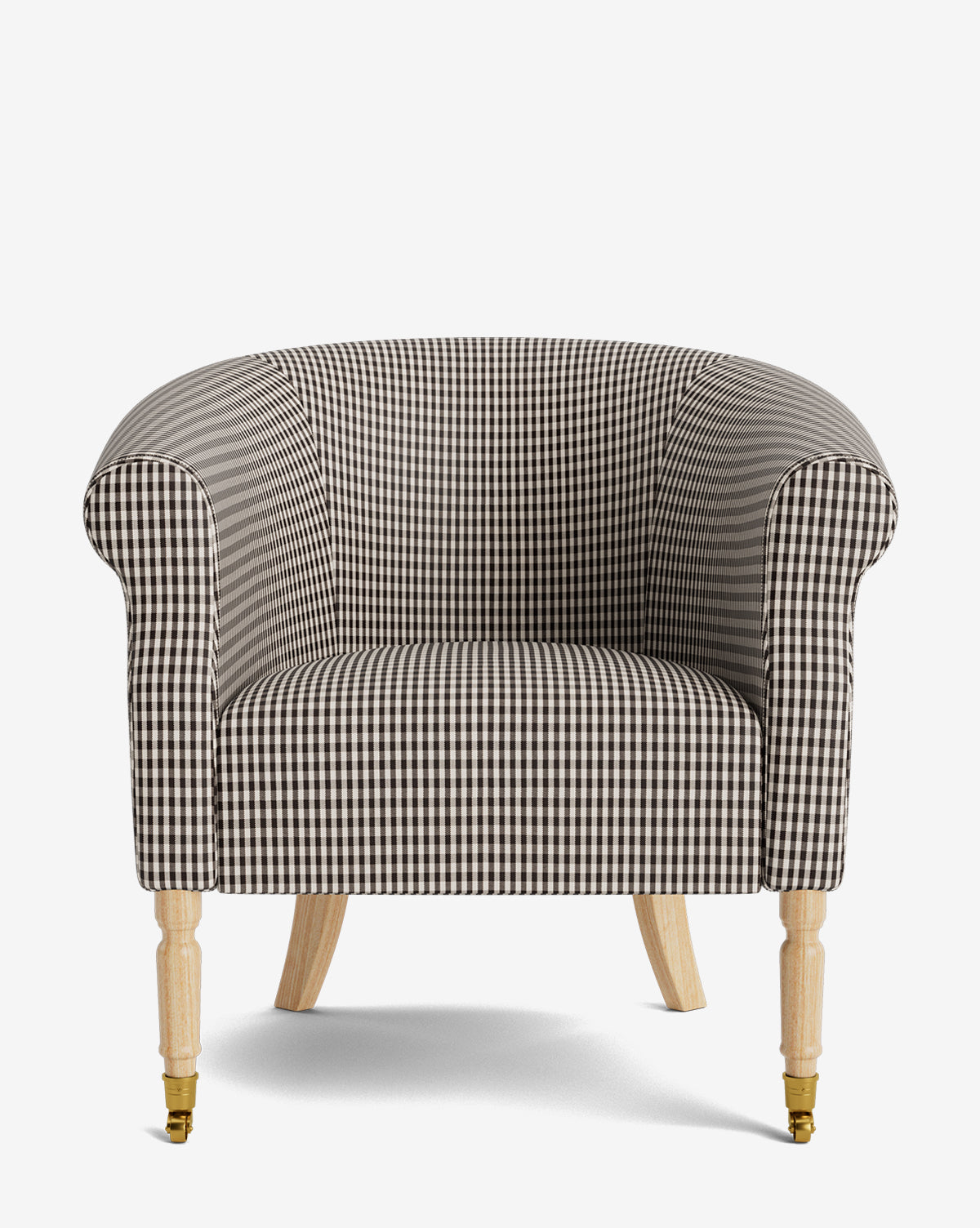 Fauteuil de salon capitonné traditionnel avec éléments incurvés et tissu de créateur pour le salon