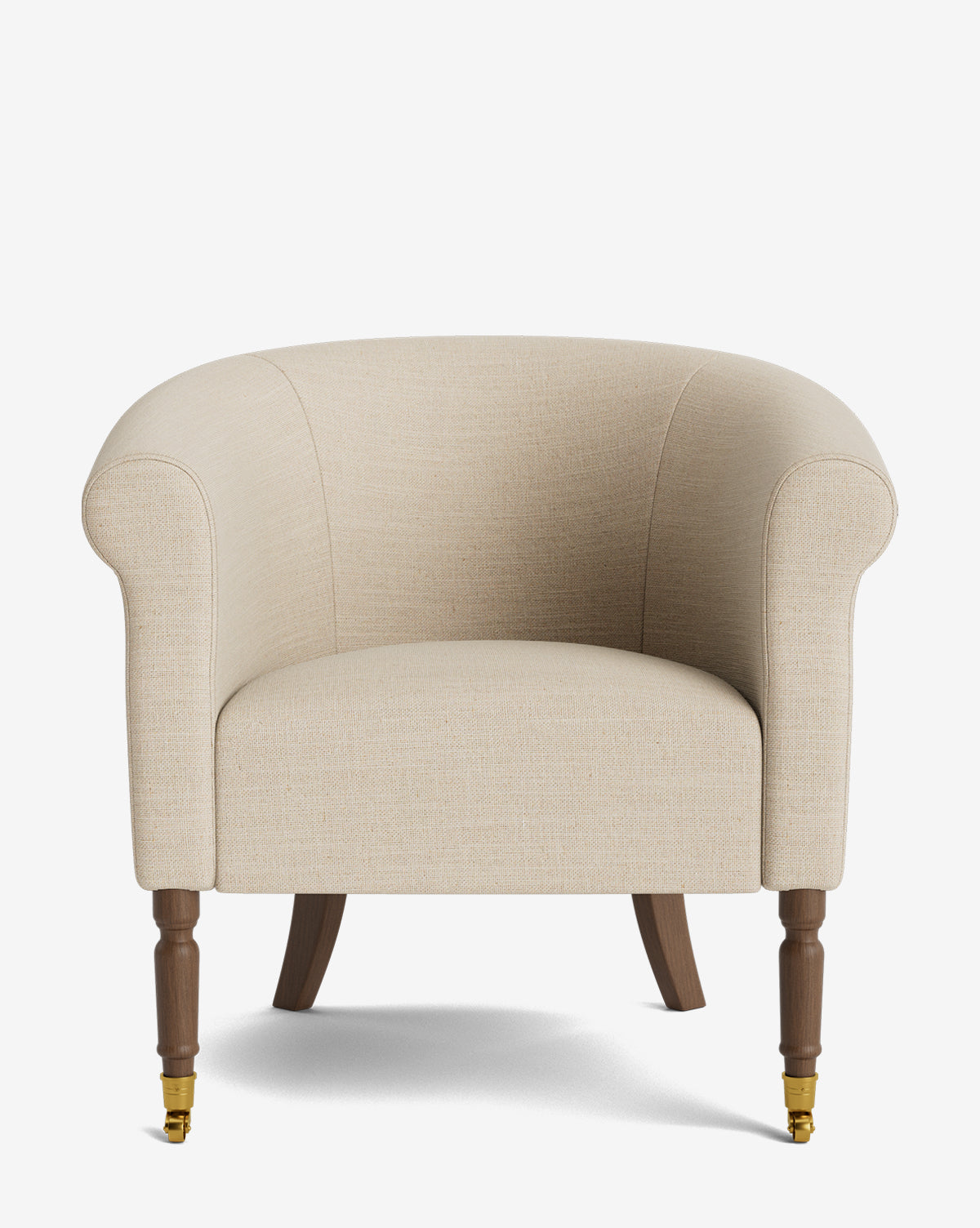 Fauteuil de salon capitonné traditionnel avec éléments incurvés et tissu de créateur pour le salon