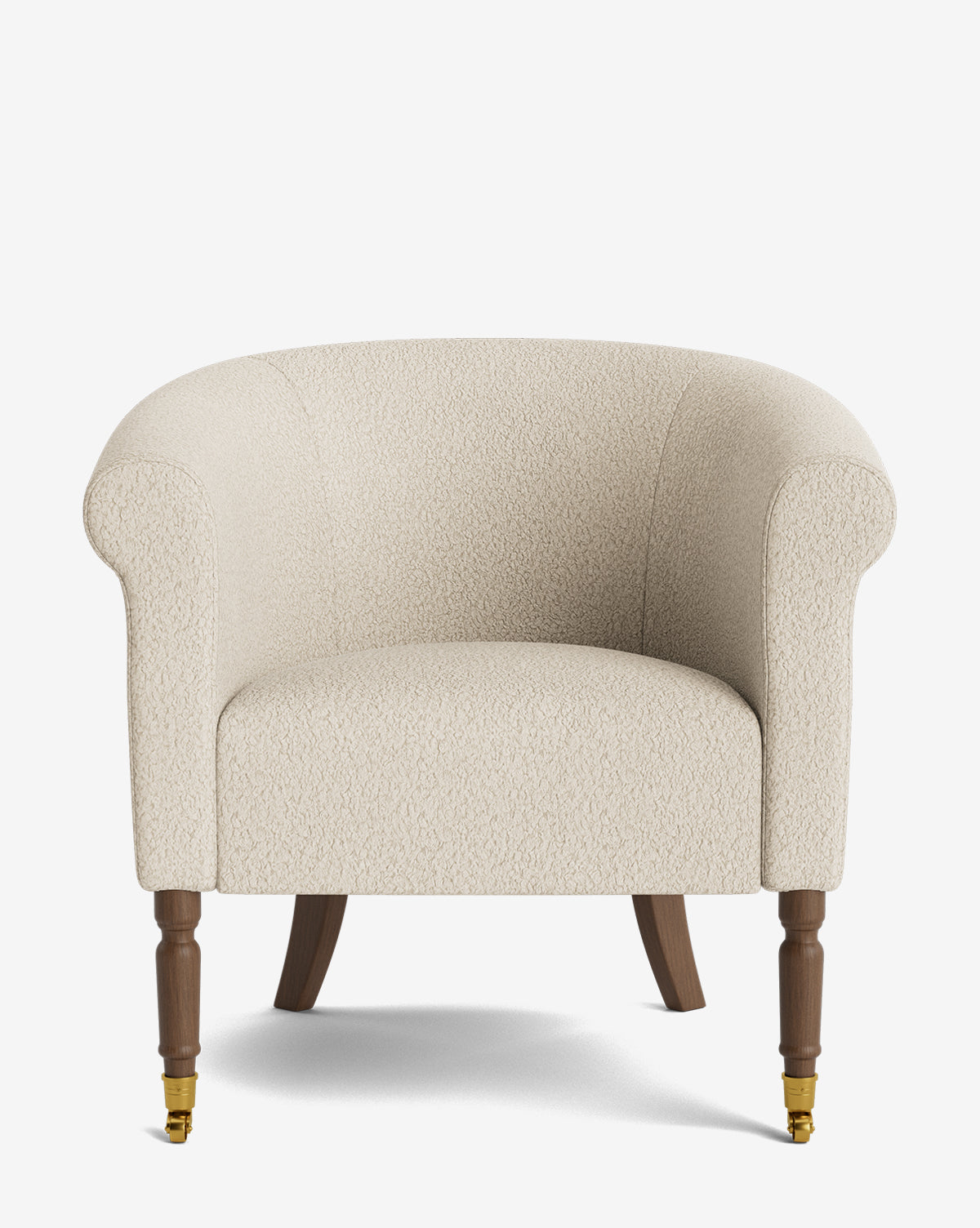 Fauteuil de salon capitonné traditionnel avec éléments incurvés et tissu de créateur pour le salon