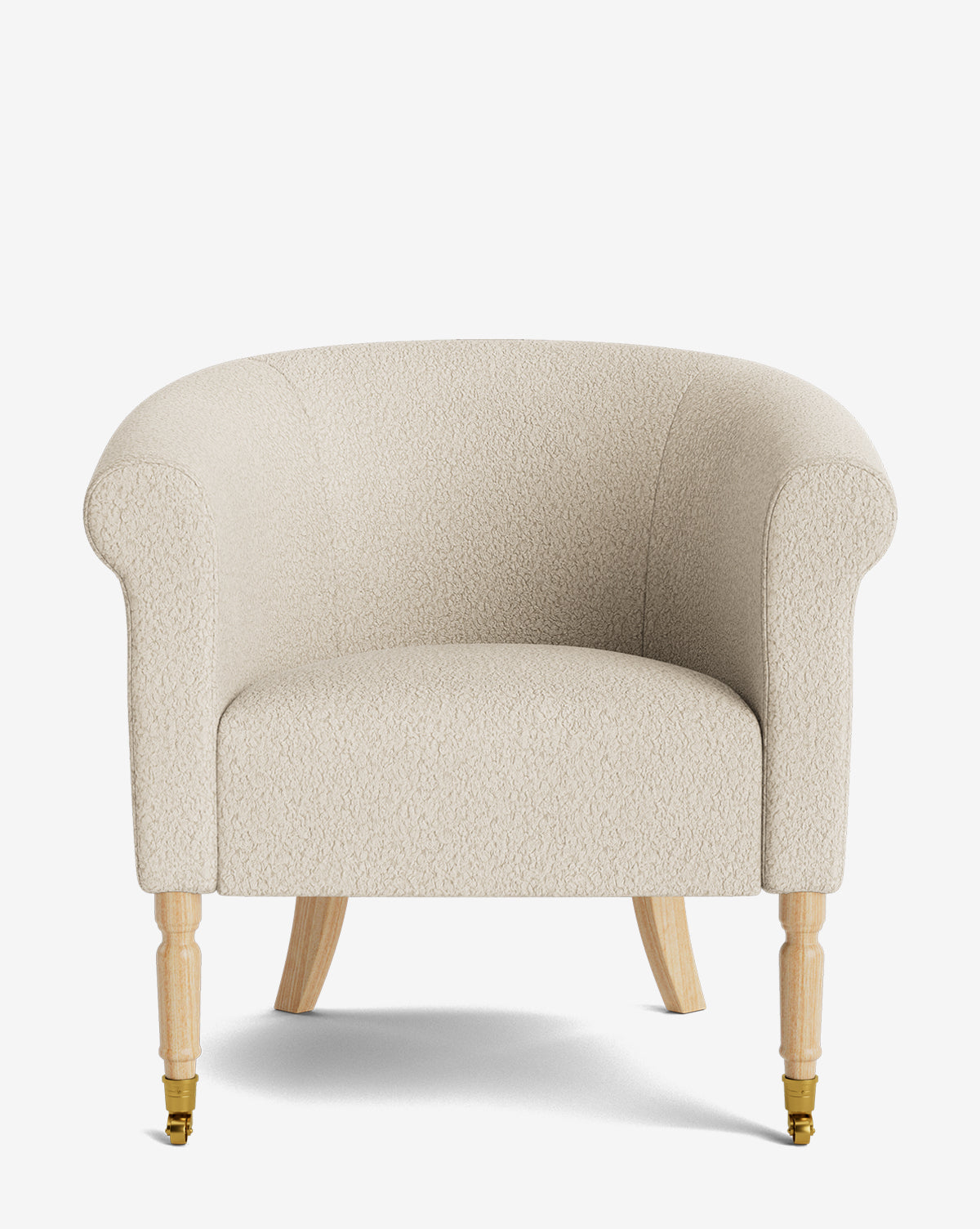 Fauteuil de salon capitonné traditionnel avec éléments incurvés et tissu de créateur pour le salon