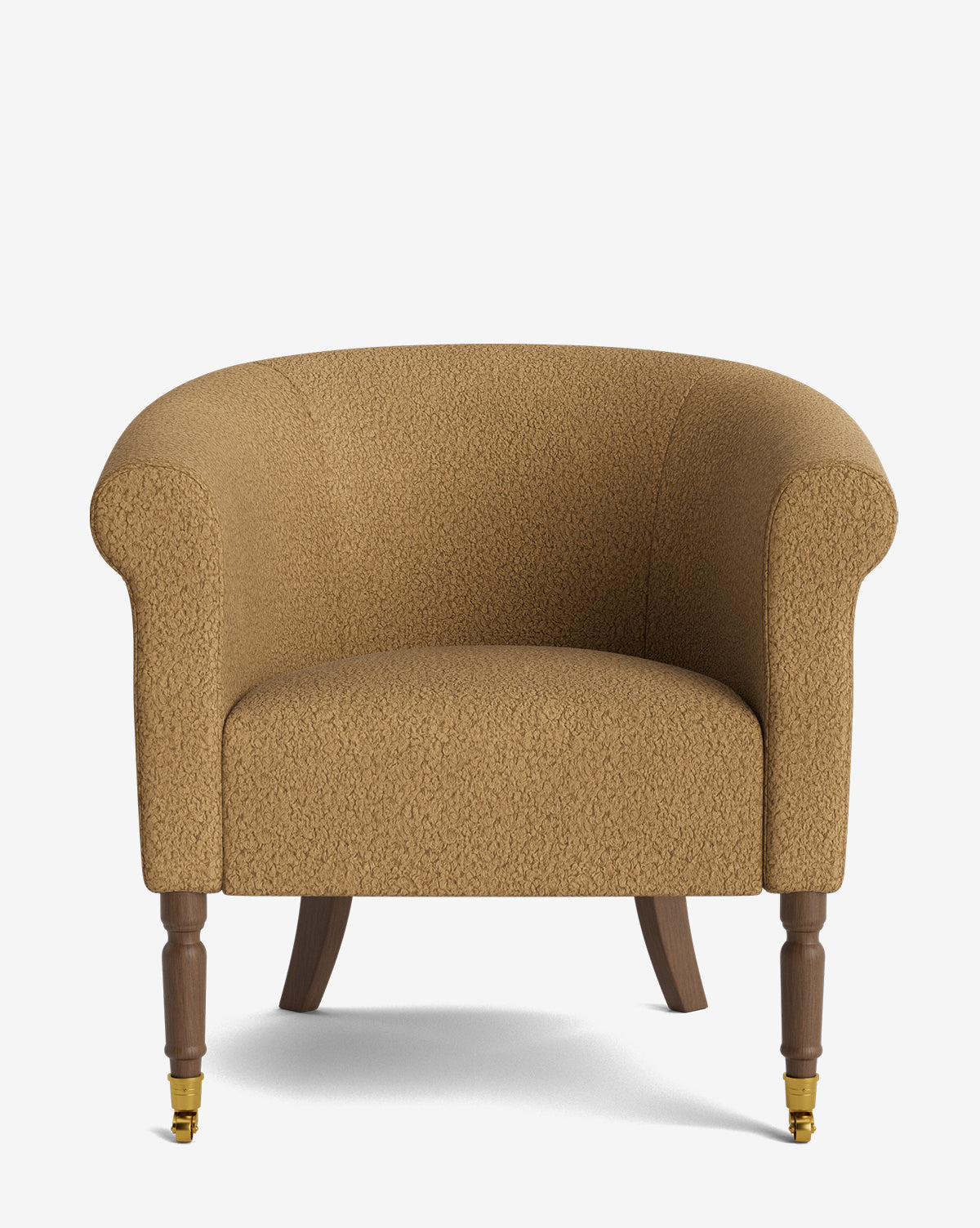 Fauteuil de salon capitonné traditionnel avec éléments incurvés et tissu de créateur pour le salon