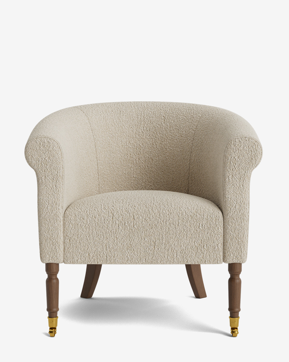 Fauteuil de salon capitonné traditionnel avec éléments incurvés et tissu de créateur pour le salon