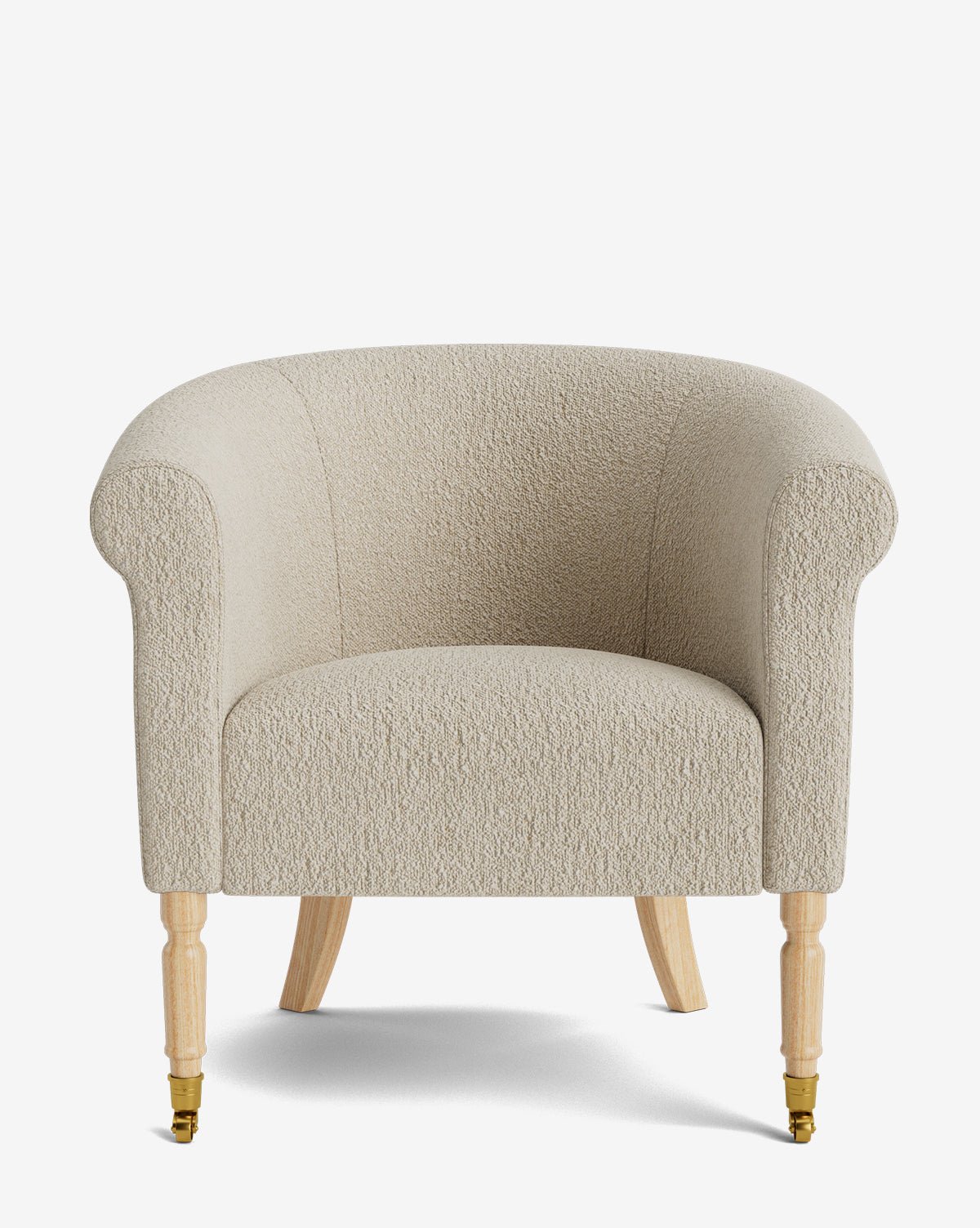 Fauteuil de salon capitonné traditionnel avec éléments incurvés et tissu de créateur pour le salon