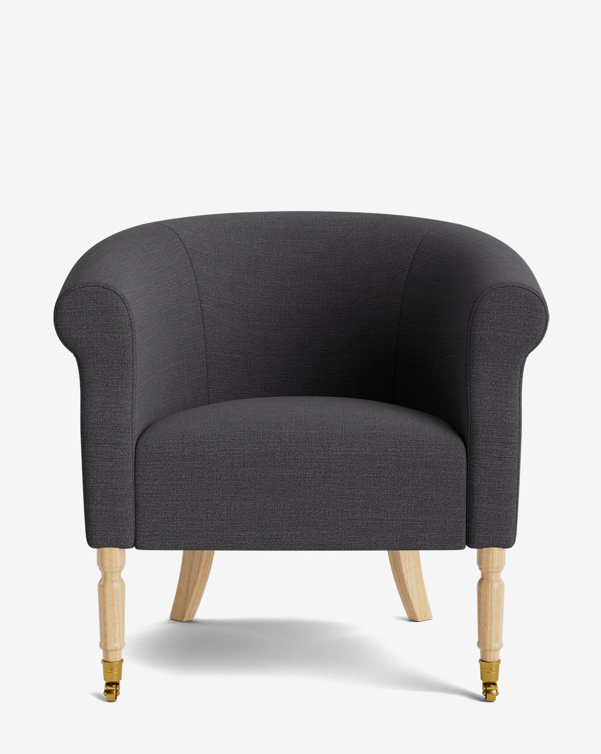 Fauteuil de salon capitonné traditionnel avec éléments incurvés et tissu de créateur pour le salon
