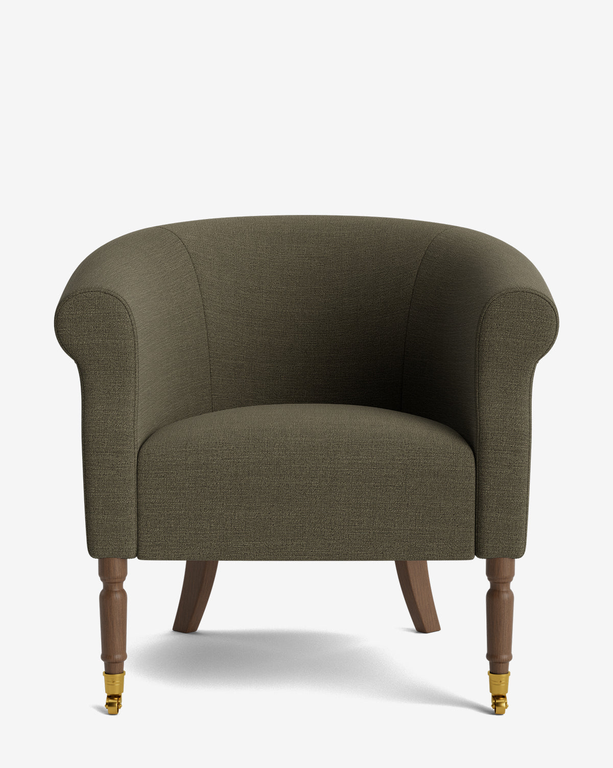 Fauteuil de salon capitonné traditionnel avec éléments incurvés et tissu de créateur pour le salon