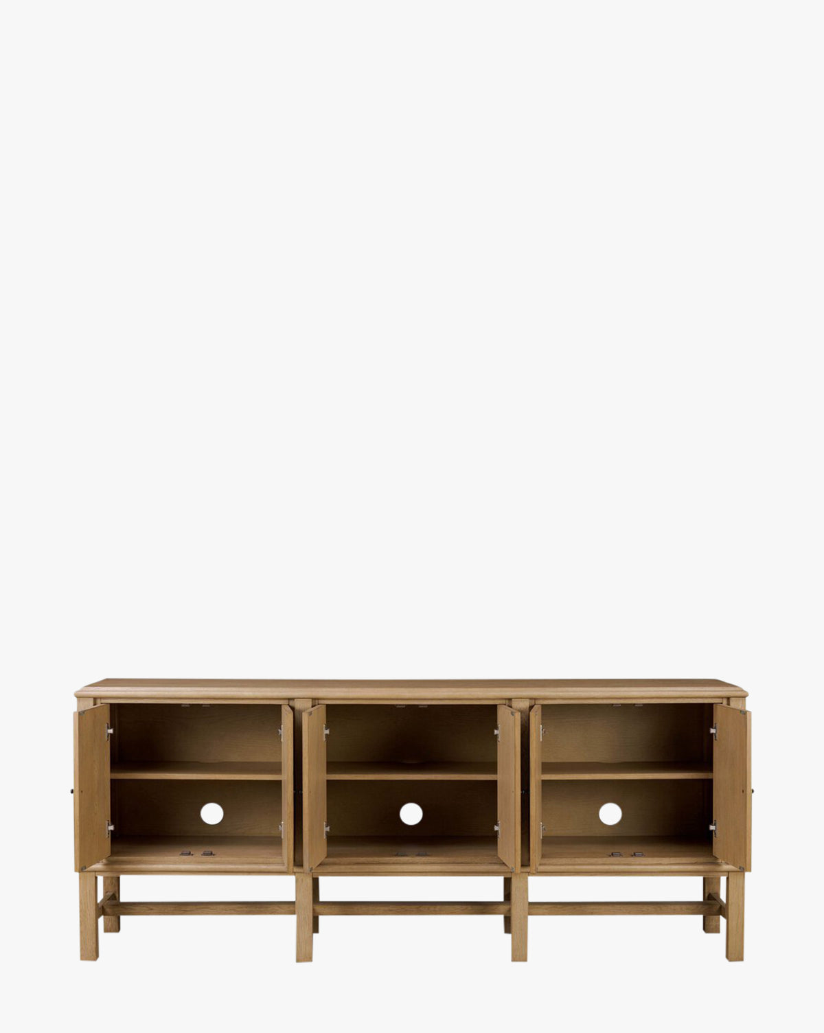 Buffet moderne en bois avec lignes épurées et grand rangement pour salon