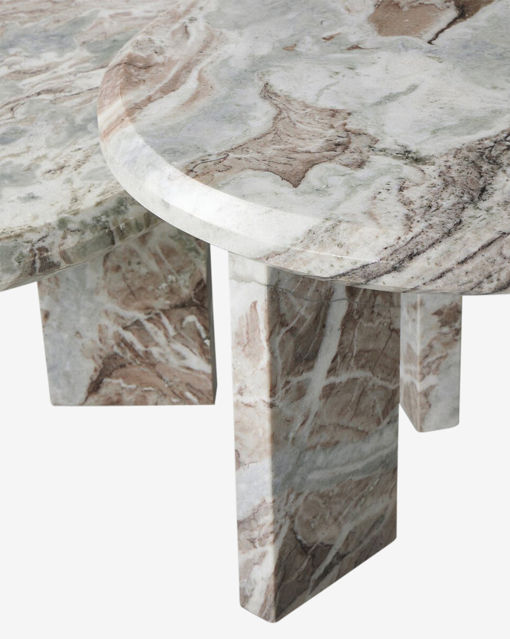 Ensemble de tables d'appoint gigognes modernes en marbre massif avec forme sculpturale ronde pour le salon