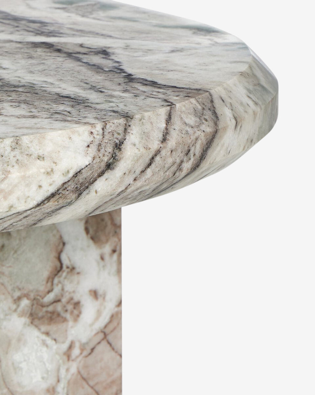 Ensemble de tables d'appoint gigognes modernes en marbre massif avec forme sculpturale ronde pour le salon