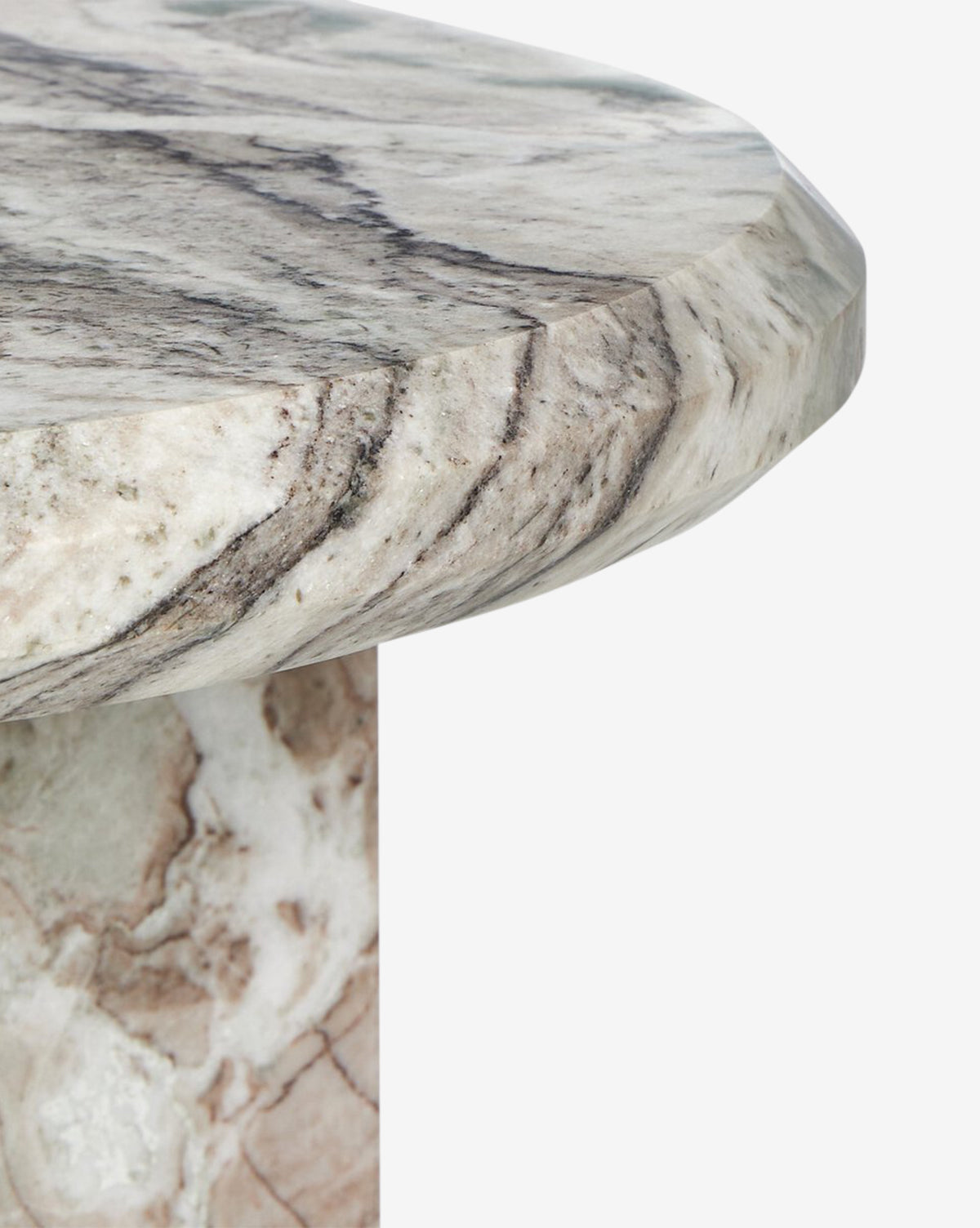 Ensemble de tables d'appoint gigognes modernes en marbre massif avec forme sculpturale ronde pour le salon