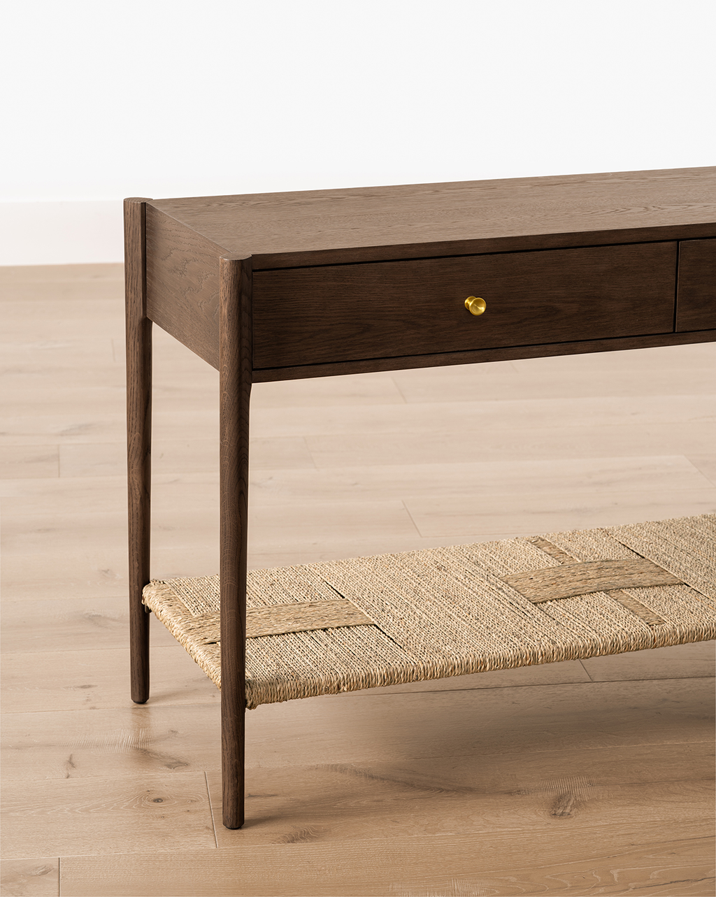 Console moderne en bois avec 2 tiroirs de rangement pour le salon