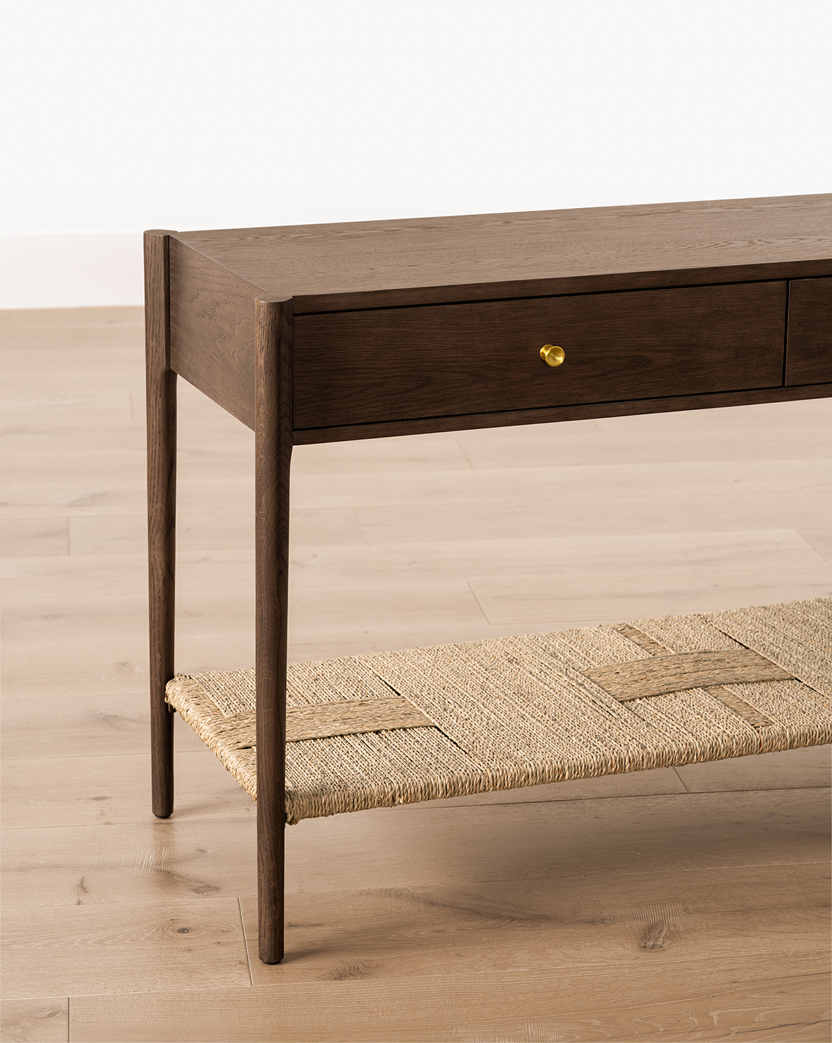 Console moderne en bois avec 2 tiroirs de rangement pour le salon