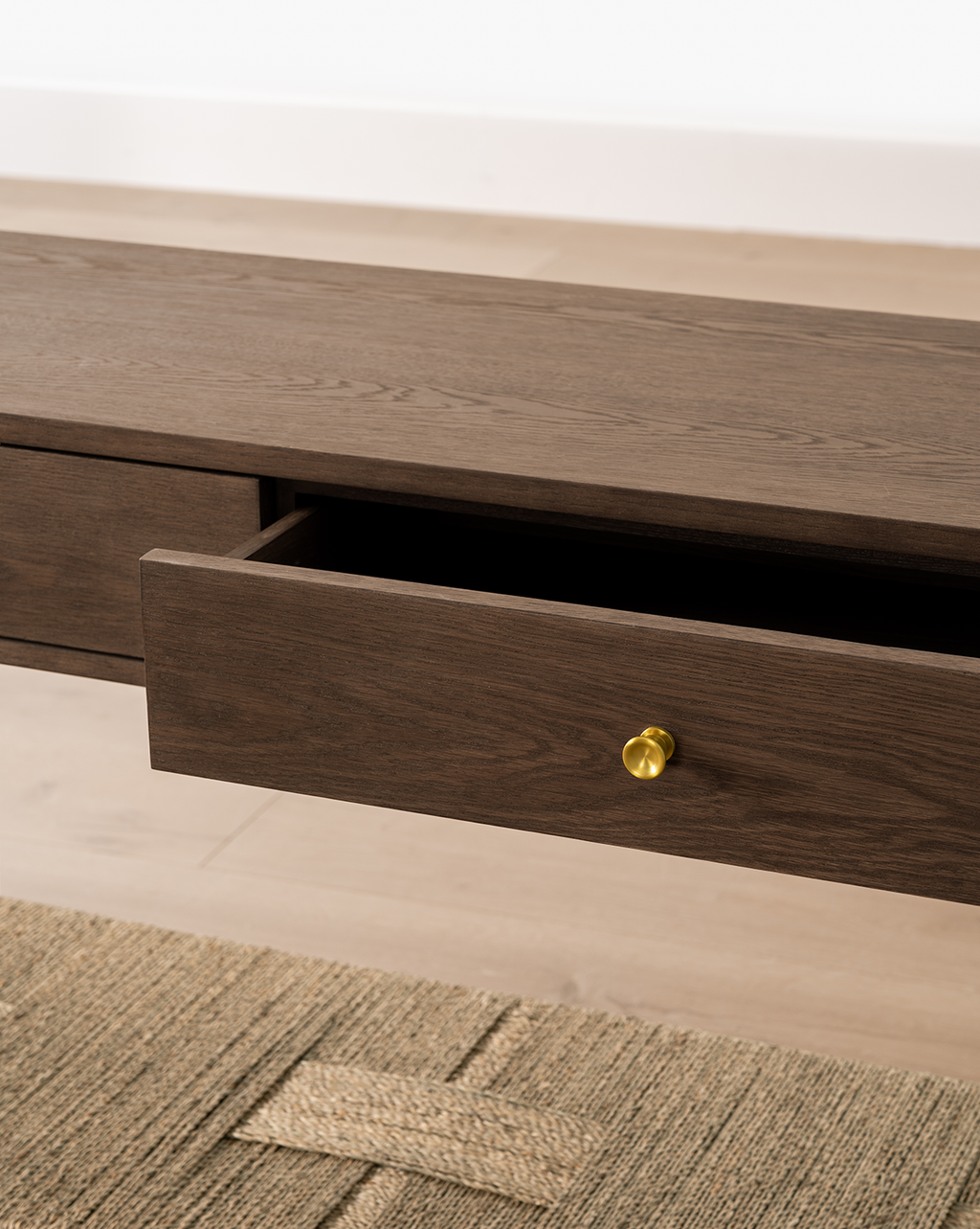 Console moderne en bois avec 2 tiroirs de rangement pour le salon