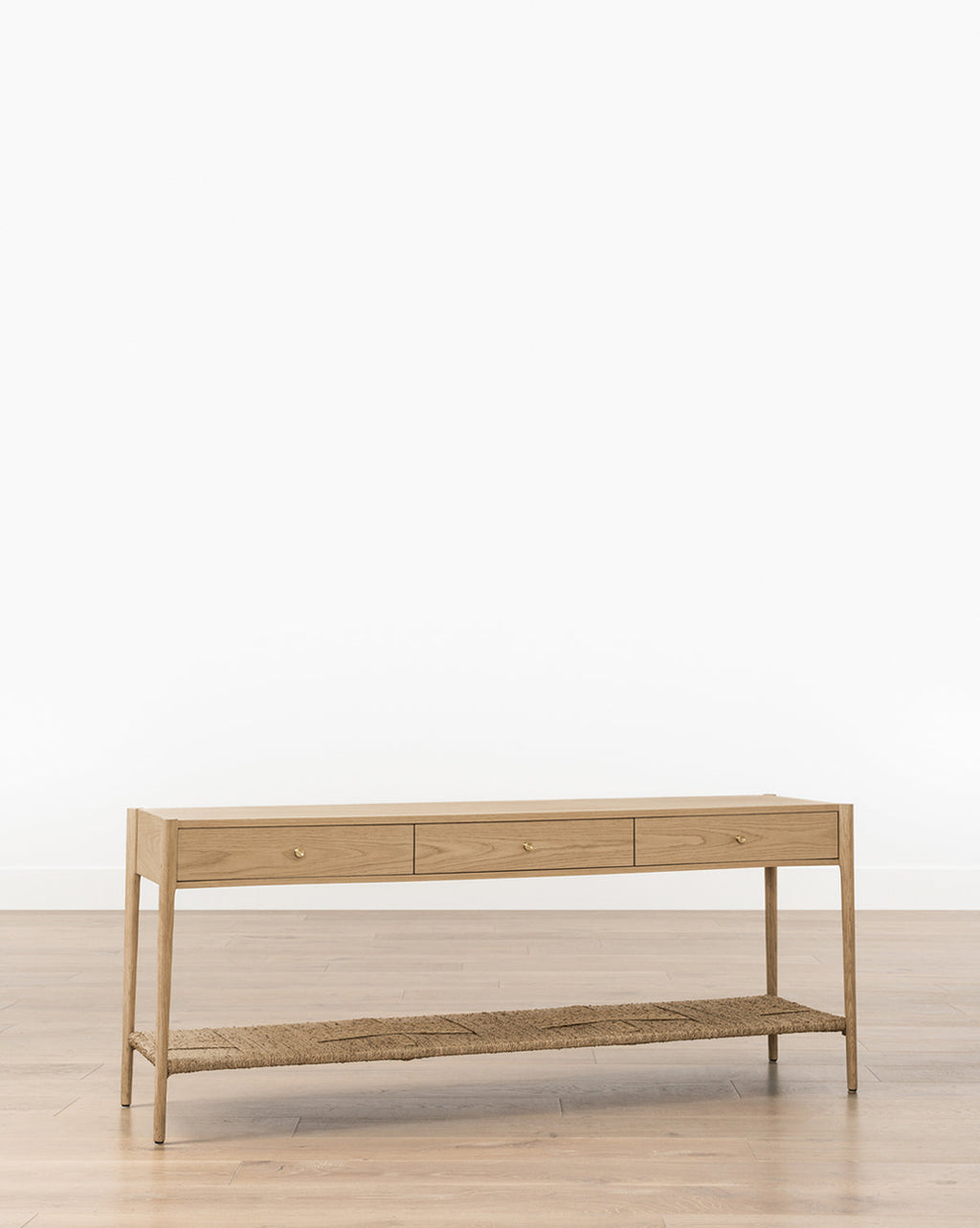 Console moderne en chêne blanc au fini naturel pour le salon