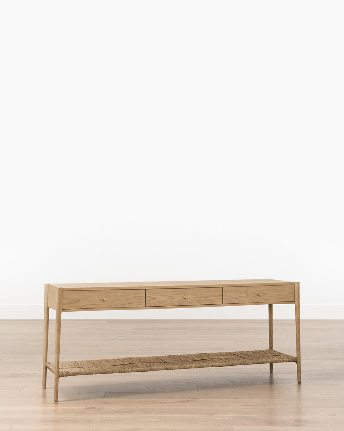 Console moderne en chêne blanc au fini naturel pour le salon