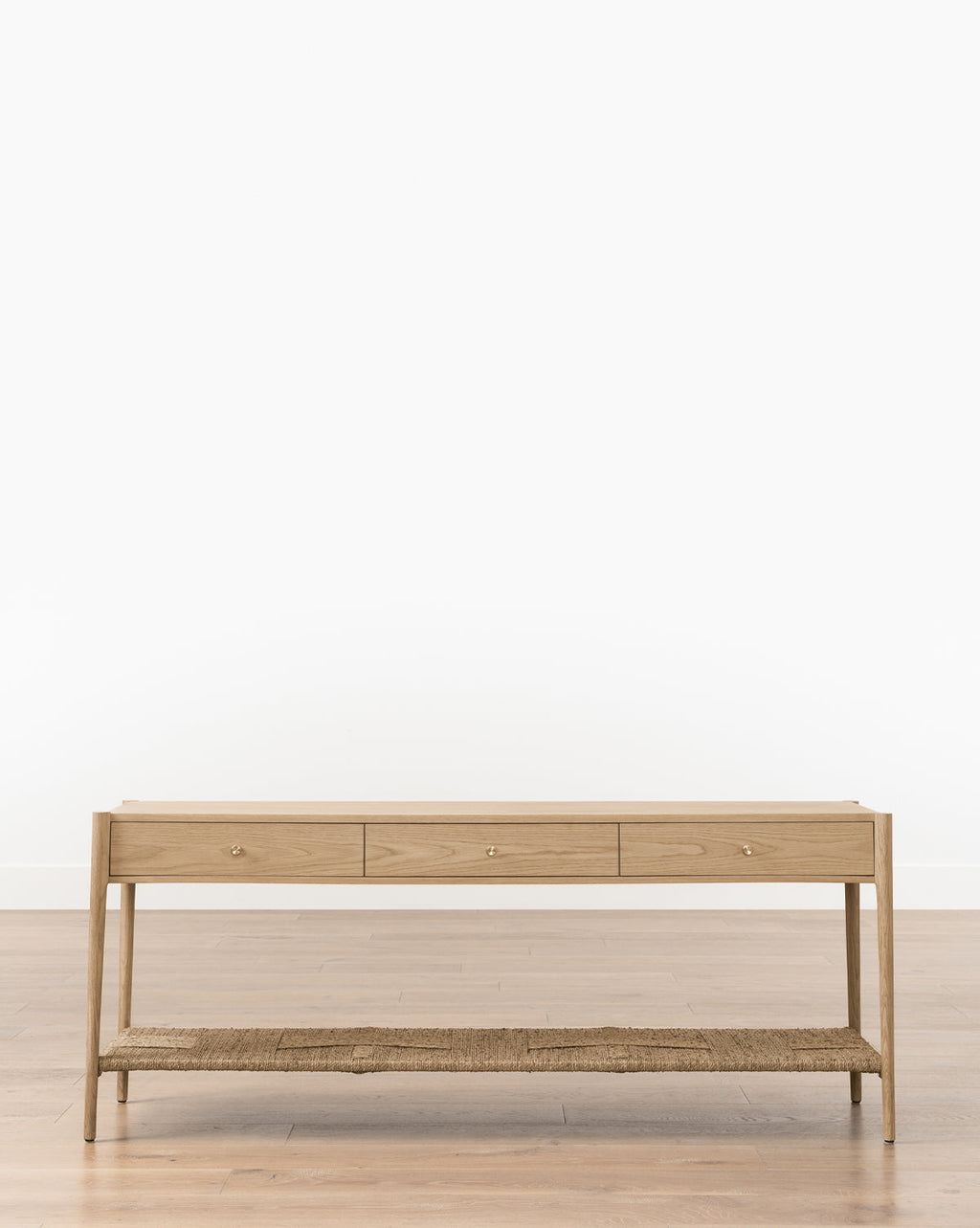 Console moderne en chêne blanc au fini naturel pour le salon