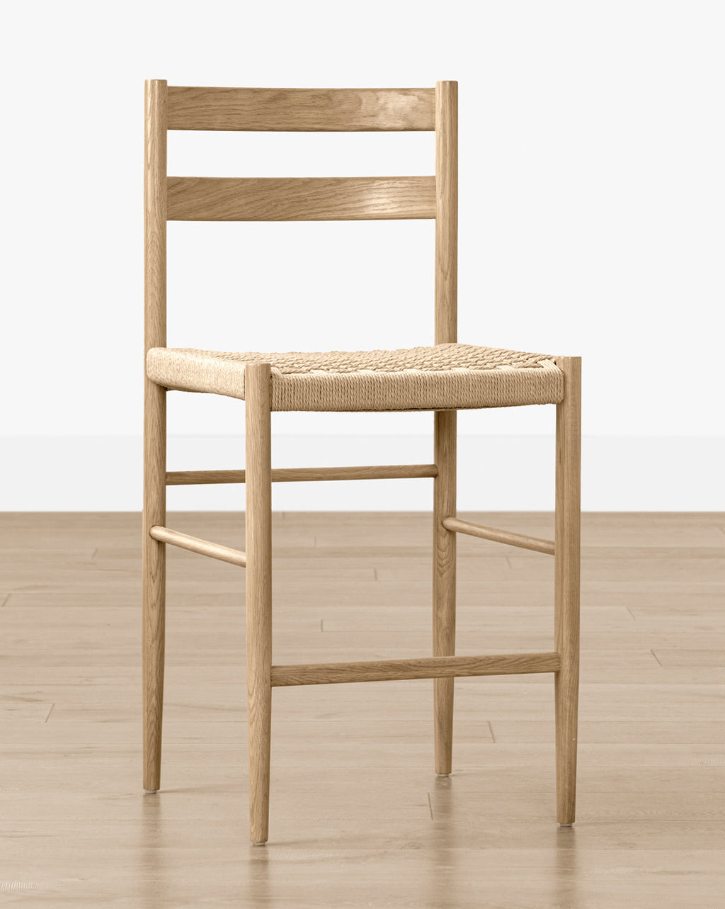 Tabouret de comptoir danois en corde de papier avec assise tissée de style transitionnel pour salle à manger
