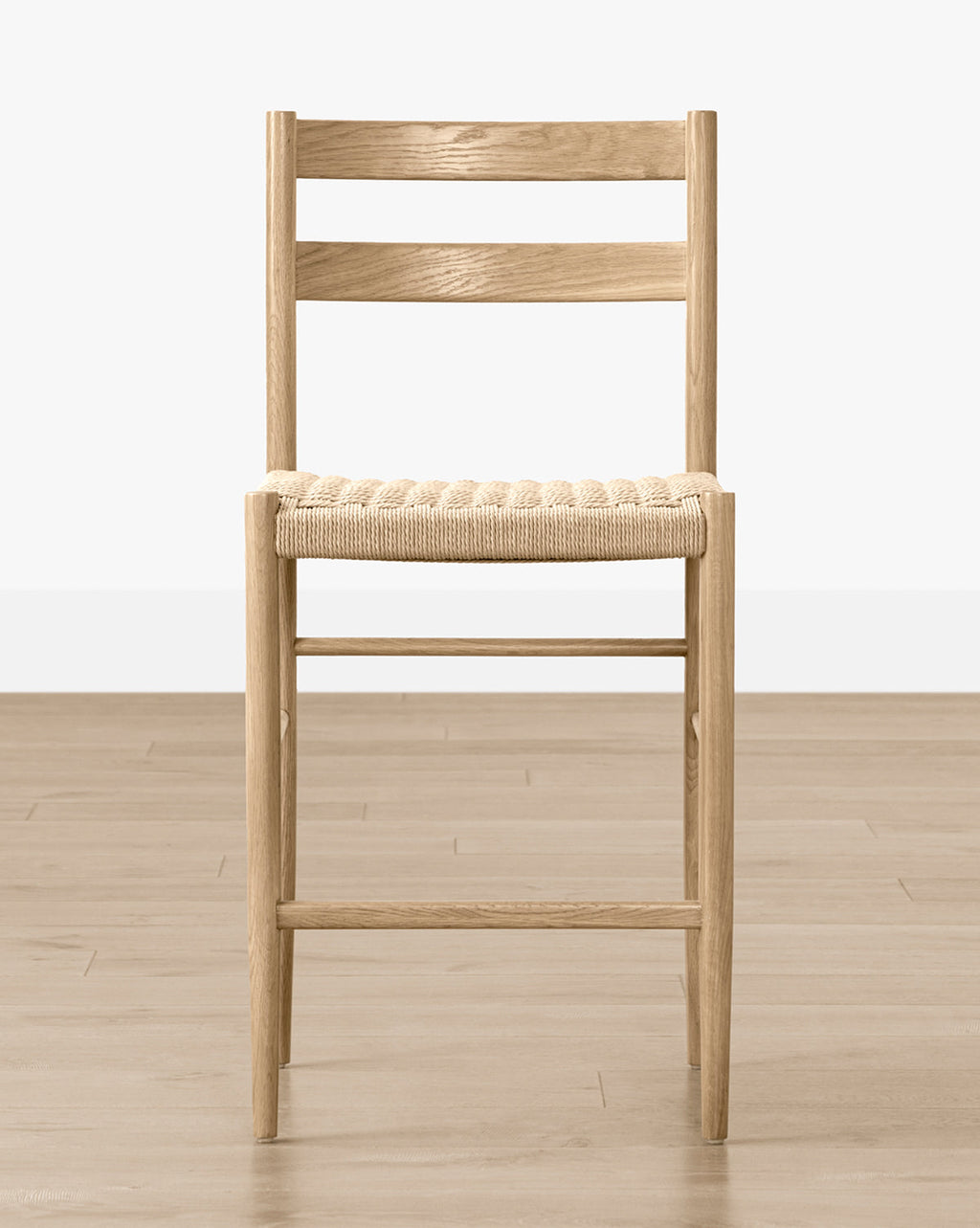 Tabouret de comptoir danois en corde de papier avec assise tissée de style transitionnel pour salle à manger