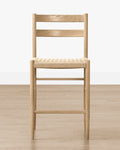 Tabouret de comptoir danois en corde de papier avec assise tissée de style transitionnel pour salle à manger
