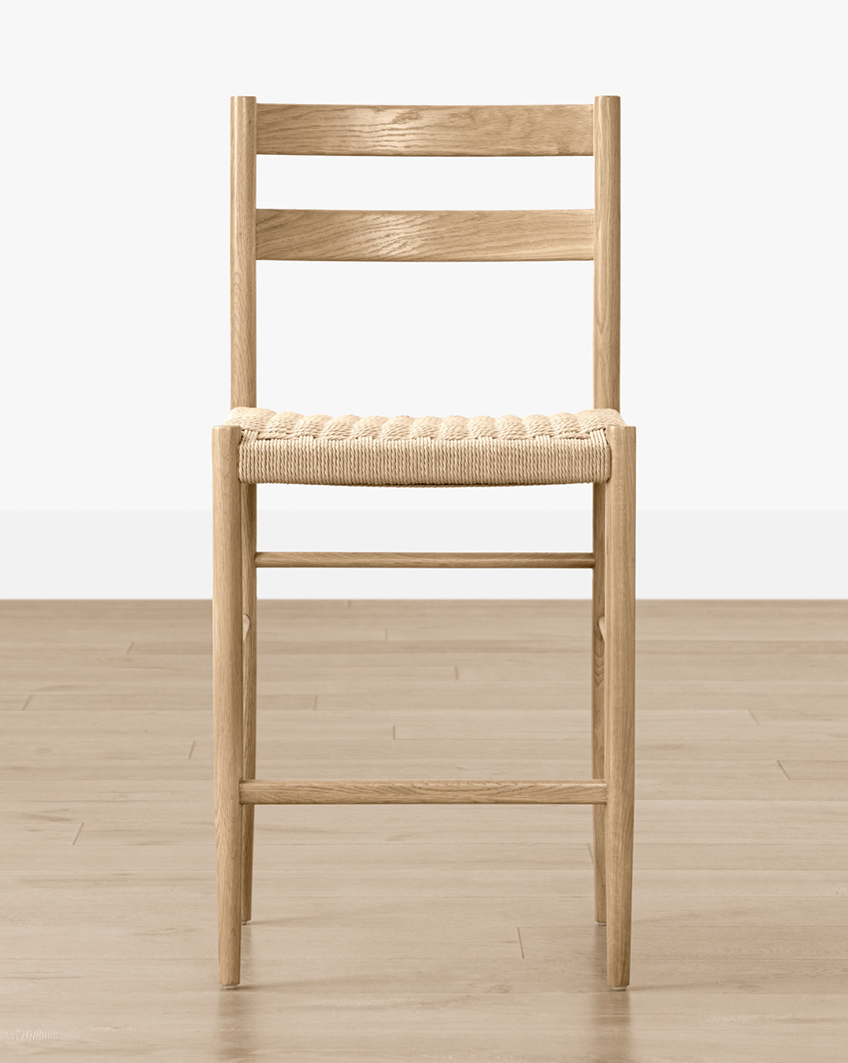 Tabouret de comptoir danois en corde de papier avec assise tissée de style transitionnel pour salle à manger
