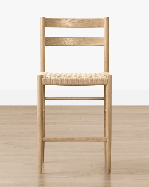 Tabouret de comptoir danois en corde de papier avec assise tissée de style transitionnel pour salle à manger