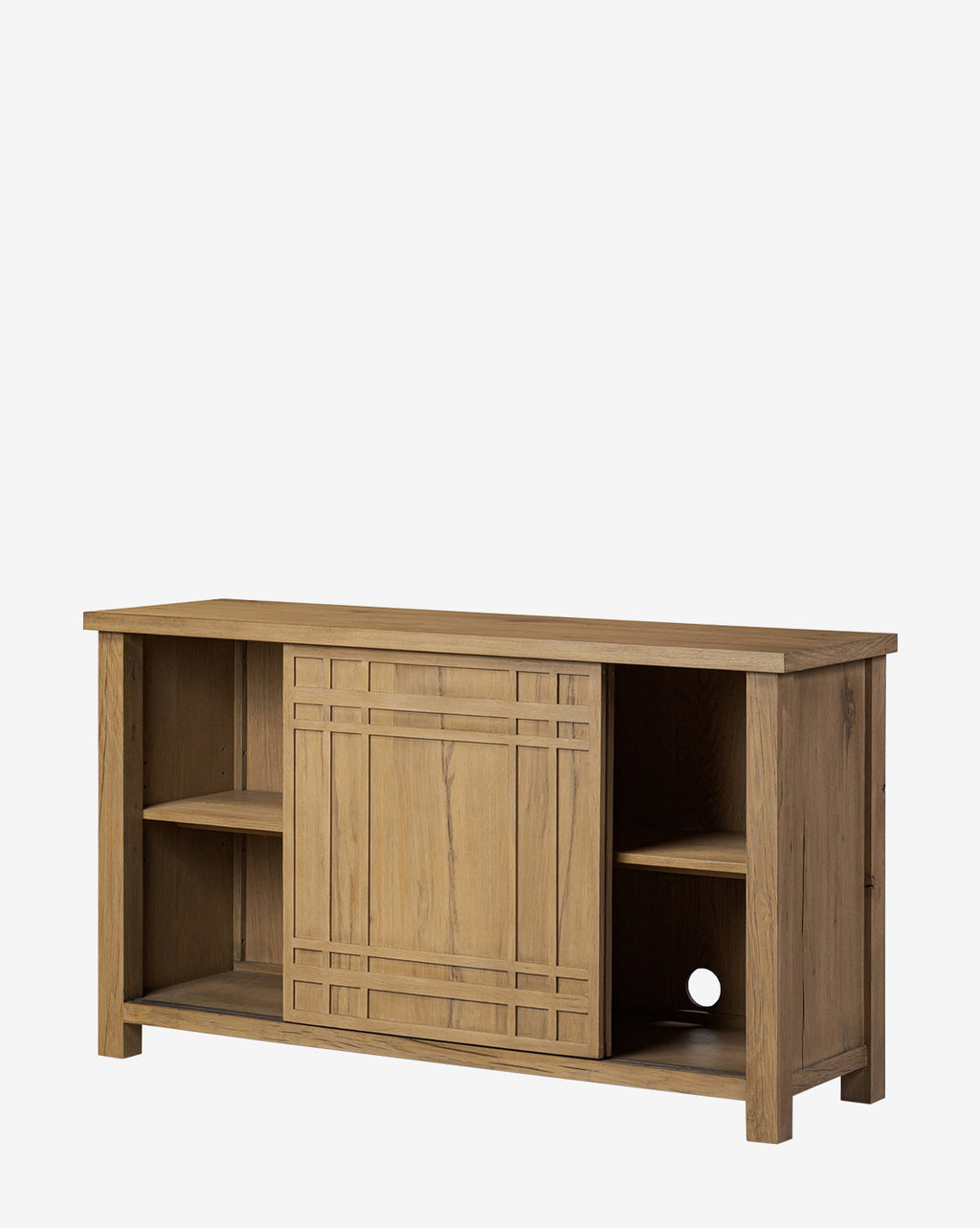 Buffet moderne en chêne aux tons chauds avec rangement pour le salon