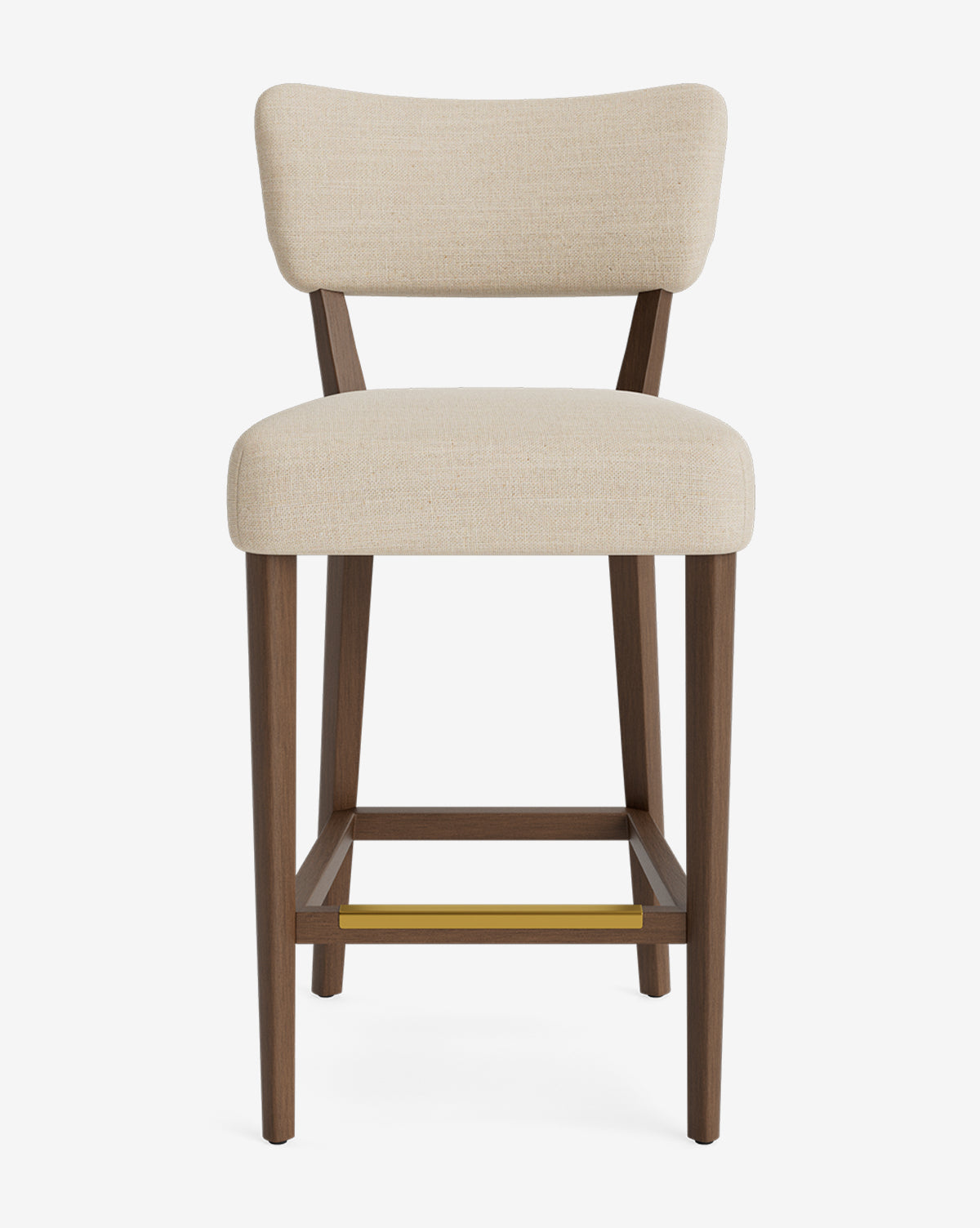 Tabouret de comptoir classique rembourré avec dossier en forme de rein et pieds carrés effilés pour salle à manger