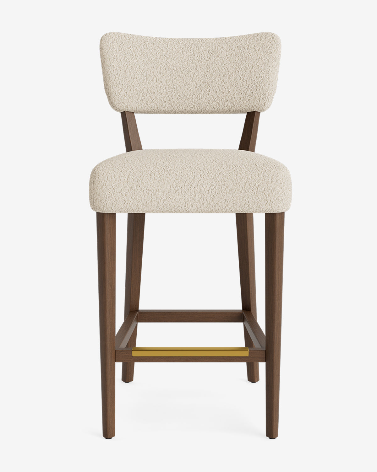 Tabouret de comptoir classique rembourré avec dossier en forme de rein et pieds carrés effilés pour salle à manger
