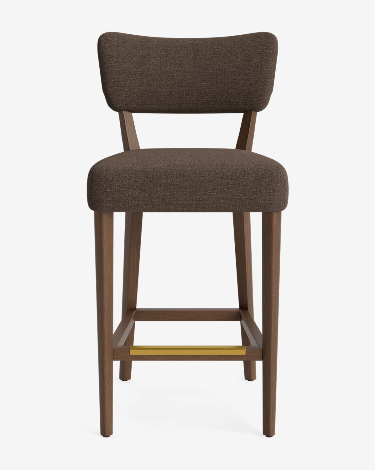 Tabouret de comptoir classique rembourré avec dossier en forme de rein et pieds carrés effilés pour salle à manger
