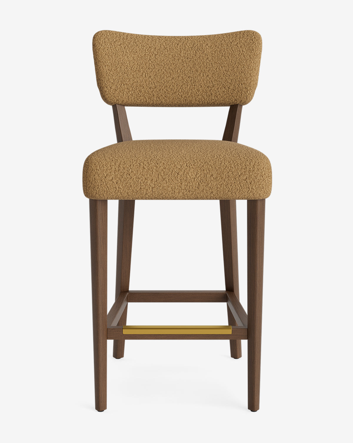 Tabouret de comptoir classique rembourré avec dossier en forme de rein et pieds carrés effilés pour salle à manger
