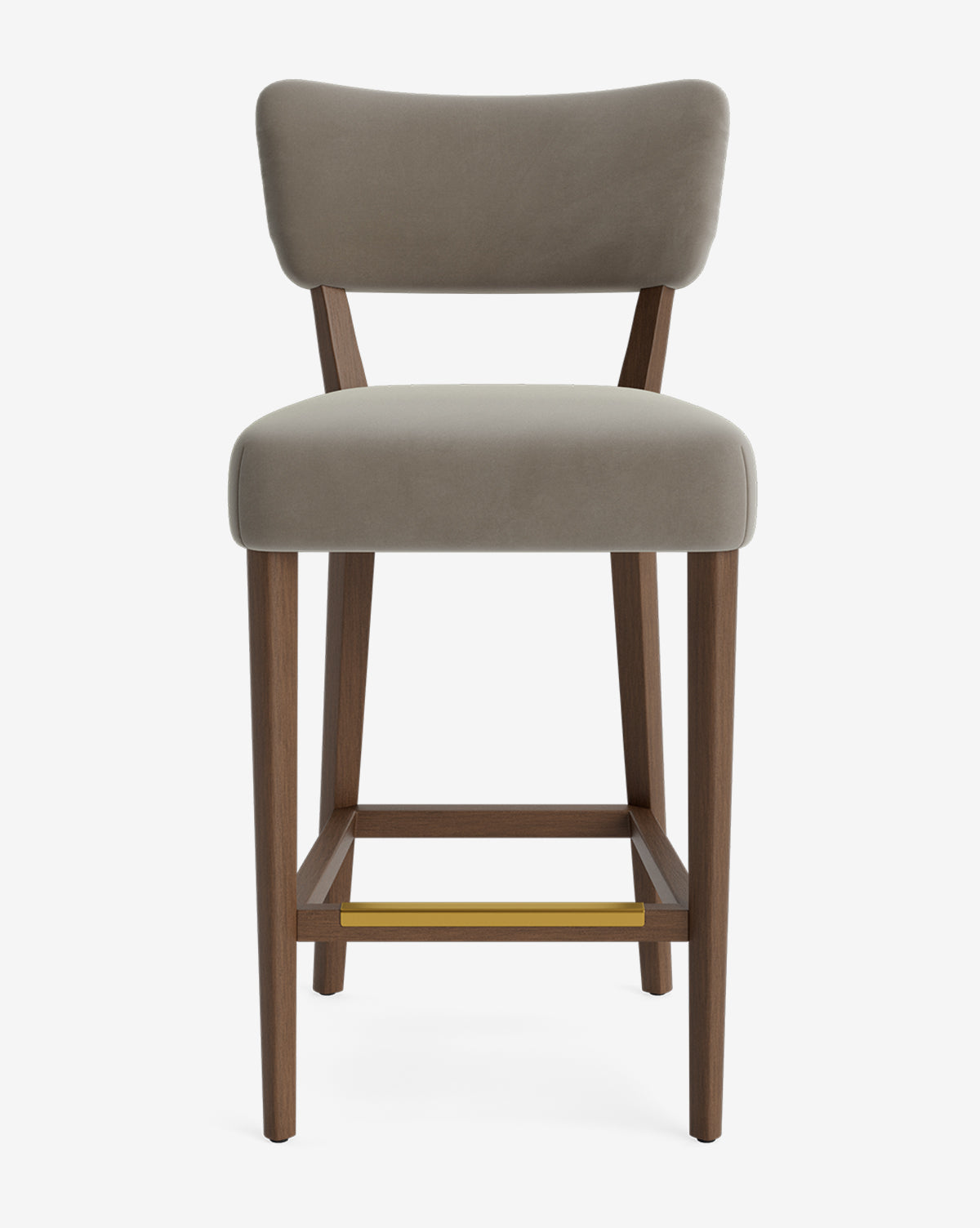 Tabouret de comptoir classique rembourré avec dossier en forme de rein et pieds carrés effilés pour salle à manger