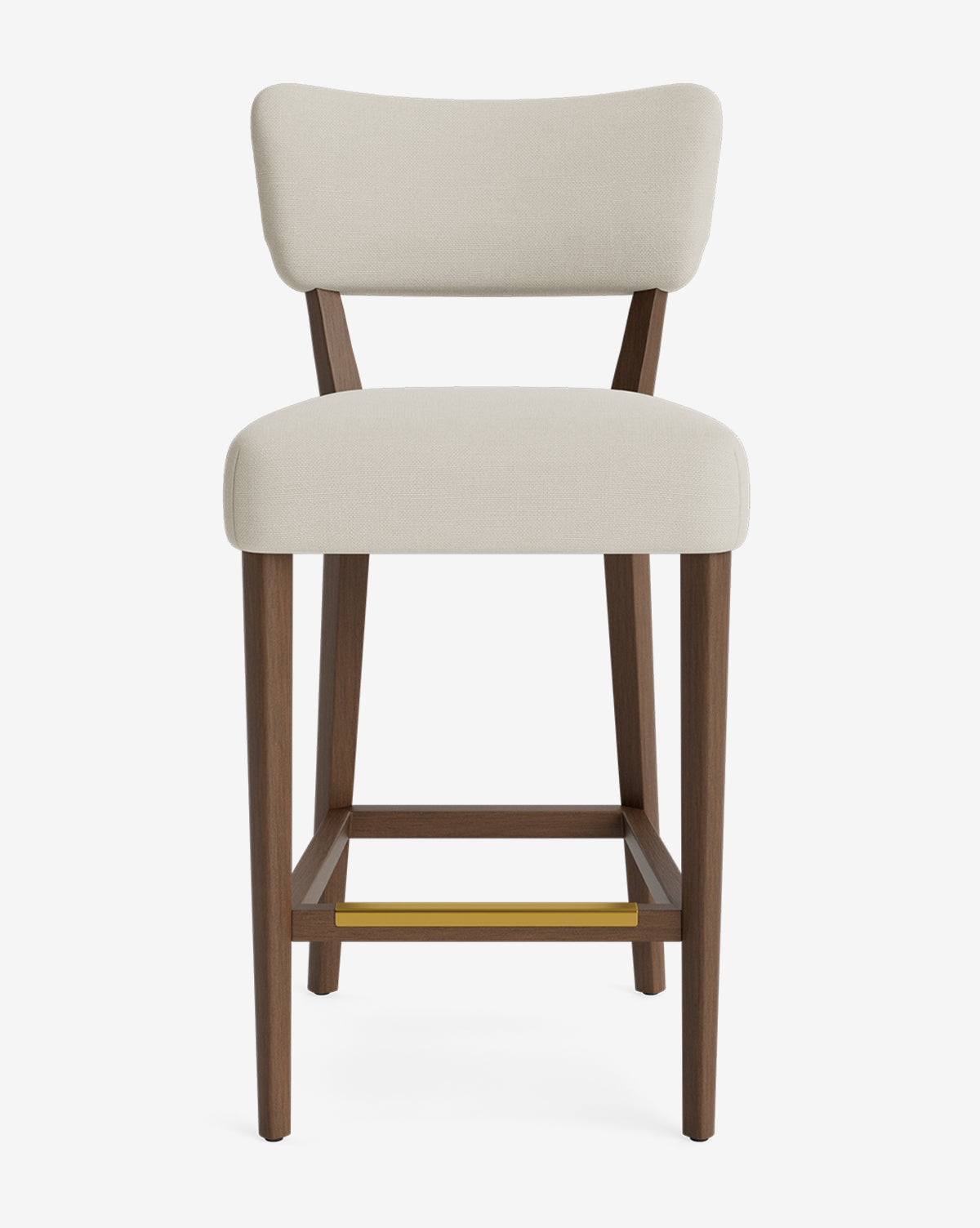 Tabouret de comptoir classique rembourré avec dossier en forme de rein et pieds carrés effilés pour salle à manger