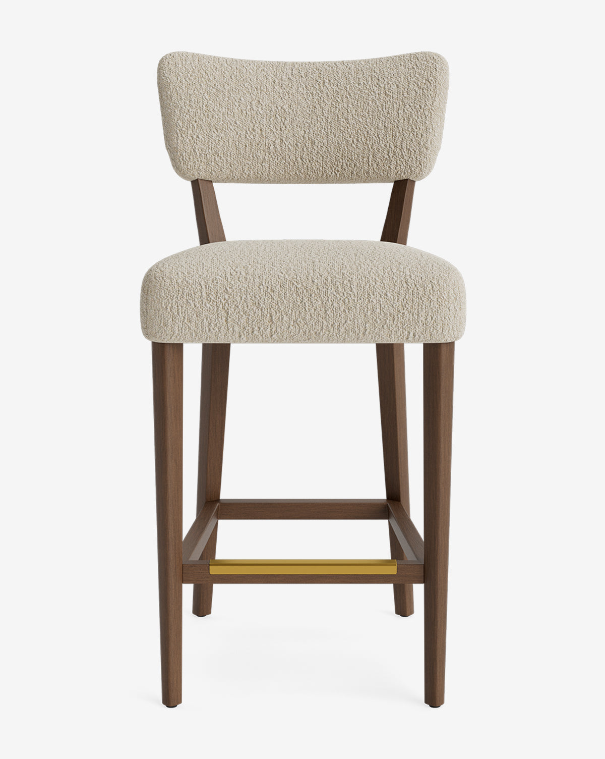 Tabouret de comptoir classique rembourré avec dossier en forme de rein et pieds carrés effilés pour salle à manger