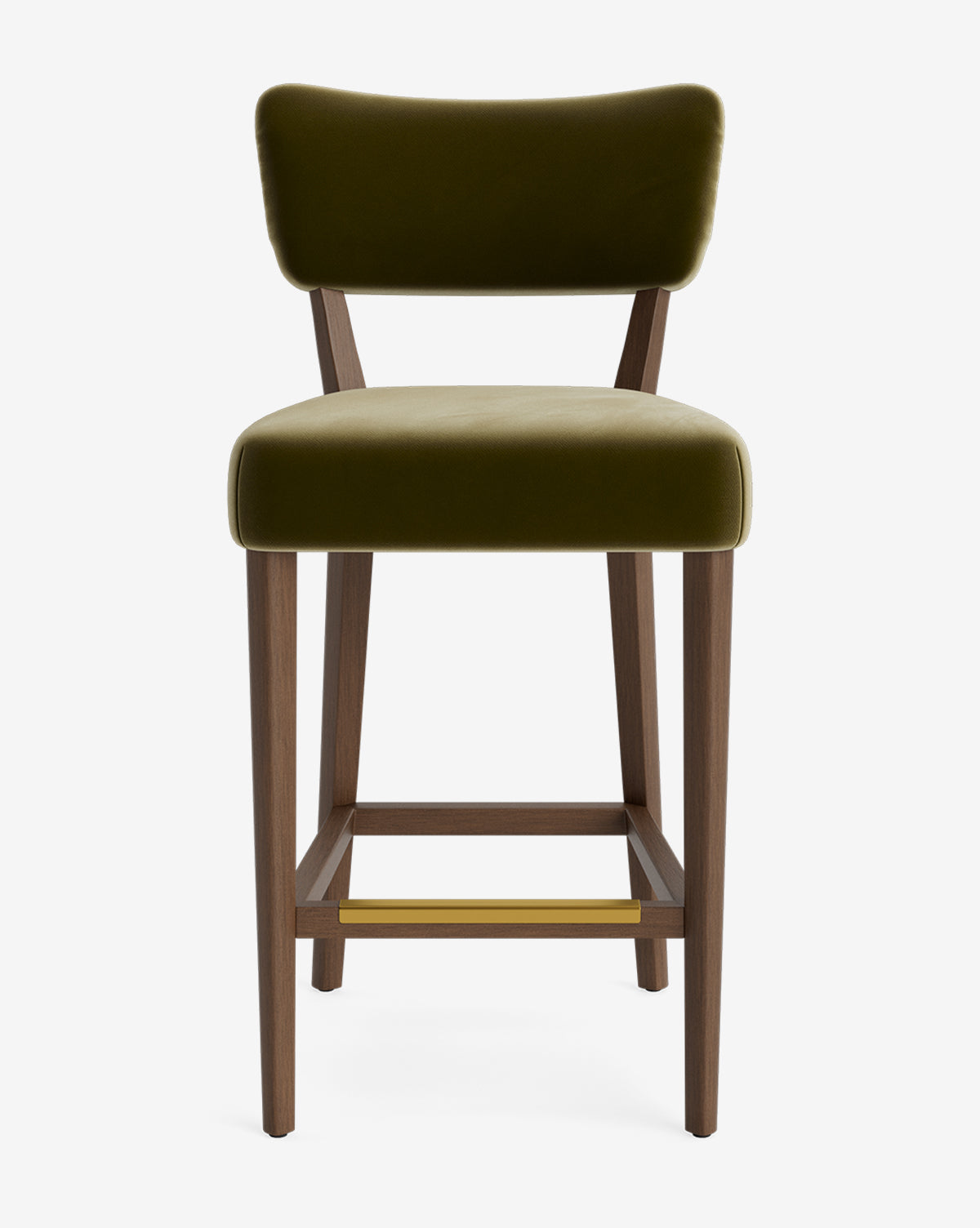 Tabouret de comptoir classique rembourré avec dossier en forme de rein et pieds carrés effilés pour salle à manger