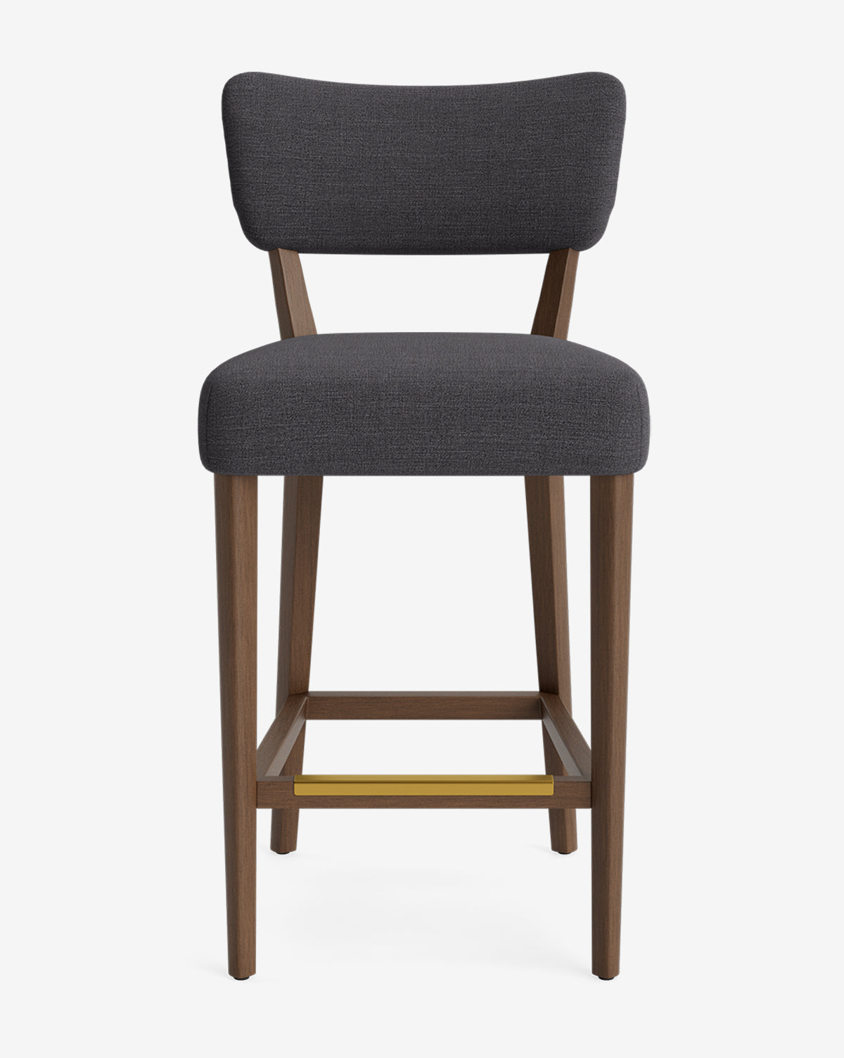 Tabouret de comptoir classique rembourré avec dossier en forme de rein et pieds carrés effilés pour salle à manger