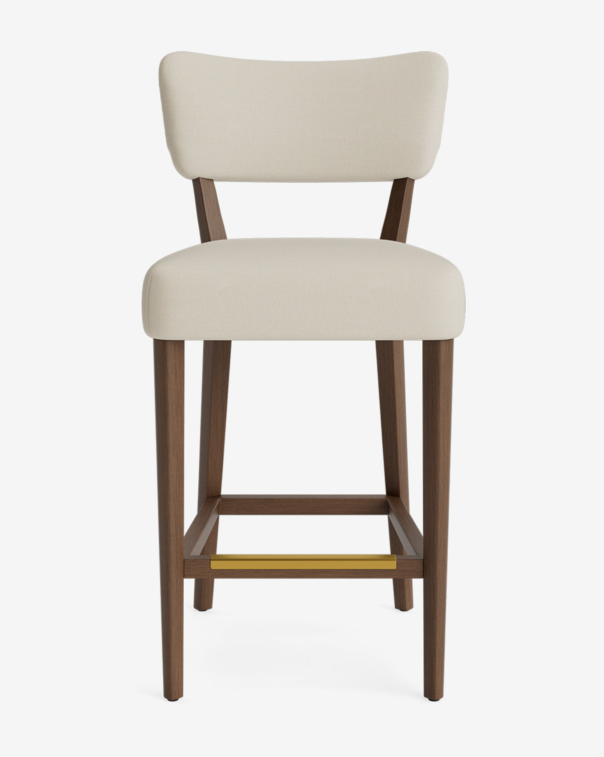 Tabouret de comptoir classique rembourré avec dossier en forme de rein et pieds carrés effilés pour salle à manger