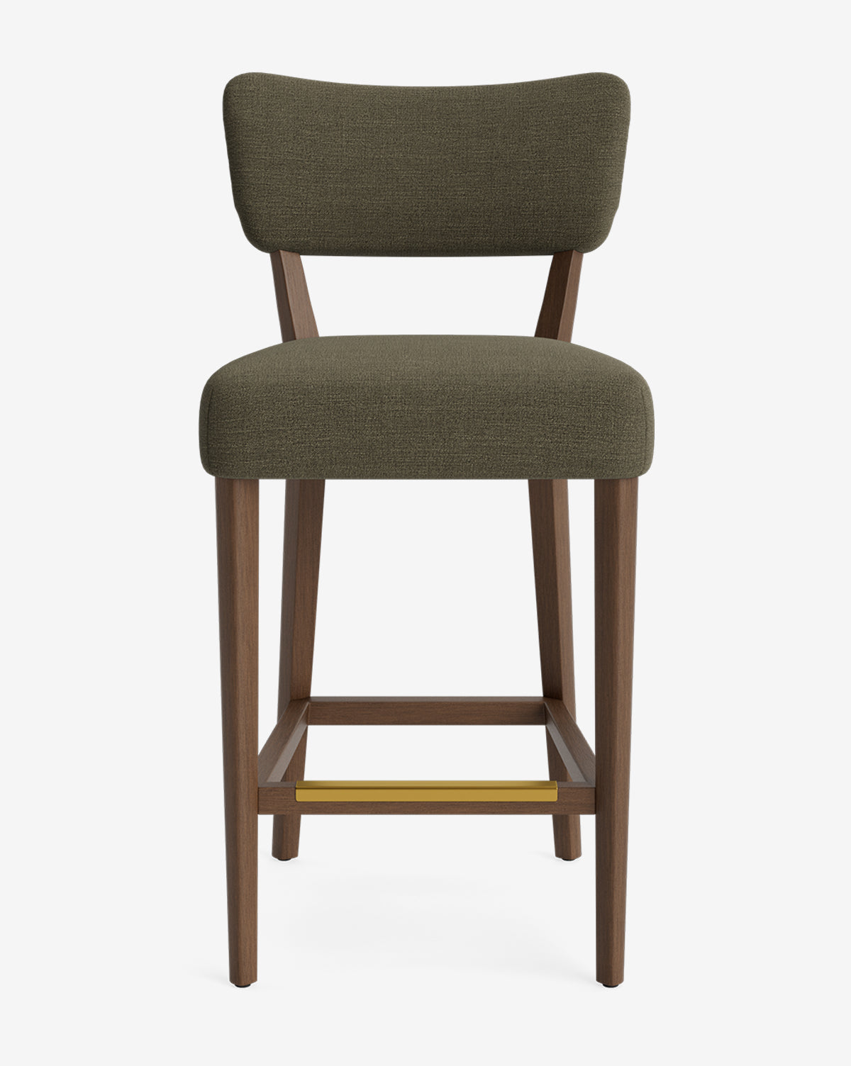 Tabouret de comptoir classique rembourré avec dossier en forme de rein et pieds carrés effilés pour salle à manger