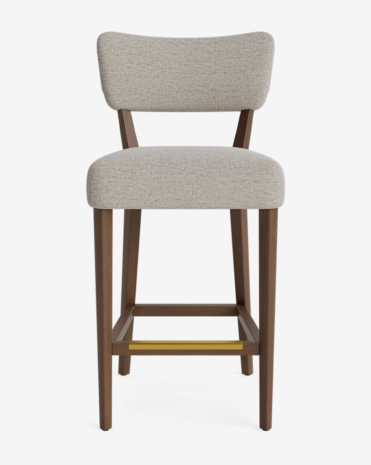 Tabouret de comptoir classique rembourré avec dossier en forme de rein et pieds carrés effilés pour salle à manger