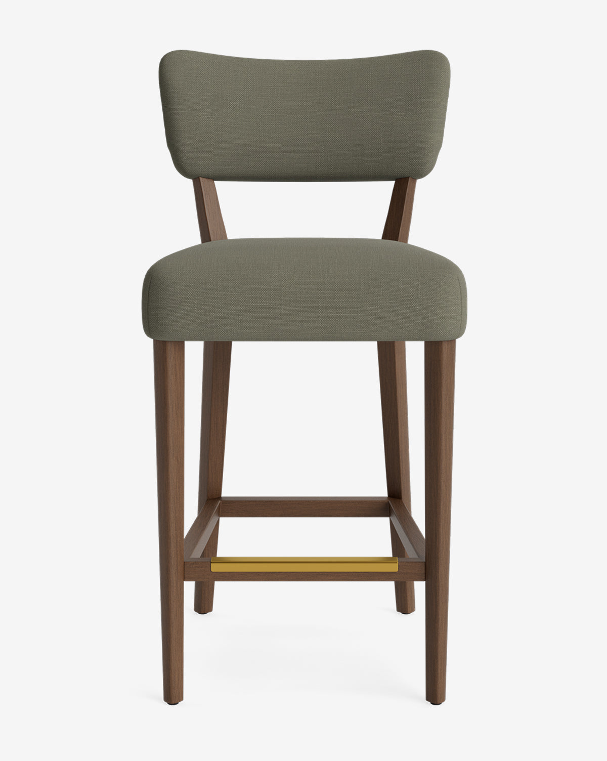 Tabouret de comptoir classique rembourré avec dossier en forme de rein et pieds carrés effilés pour salle à manger