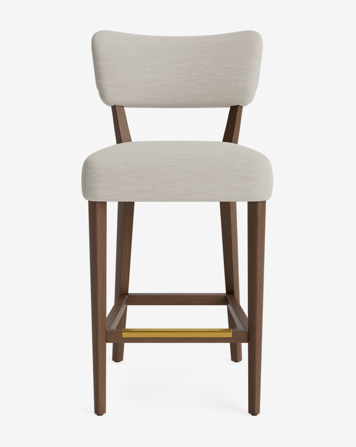 Tabouret de comptoir classique rembourré avec dossier en forme de rein et pieds carrés effilés pour salle à manger