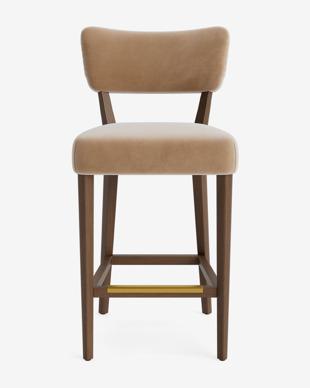 Tabouret de comptoir classique rembourré avec dossier en forme de rein et pieds carrés effilés pour salle à manger