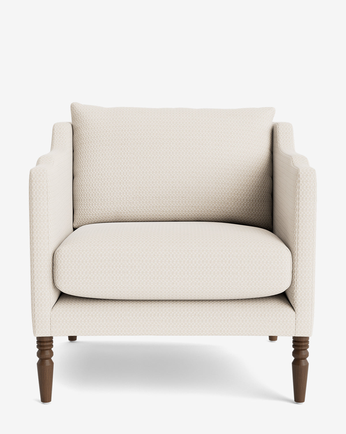 Fauteuil de salon capitonné traditionnel avec pieds tournés et accoudoirs originaux pour le salon