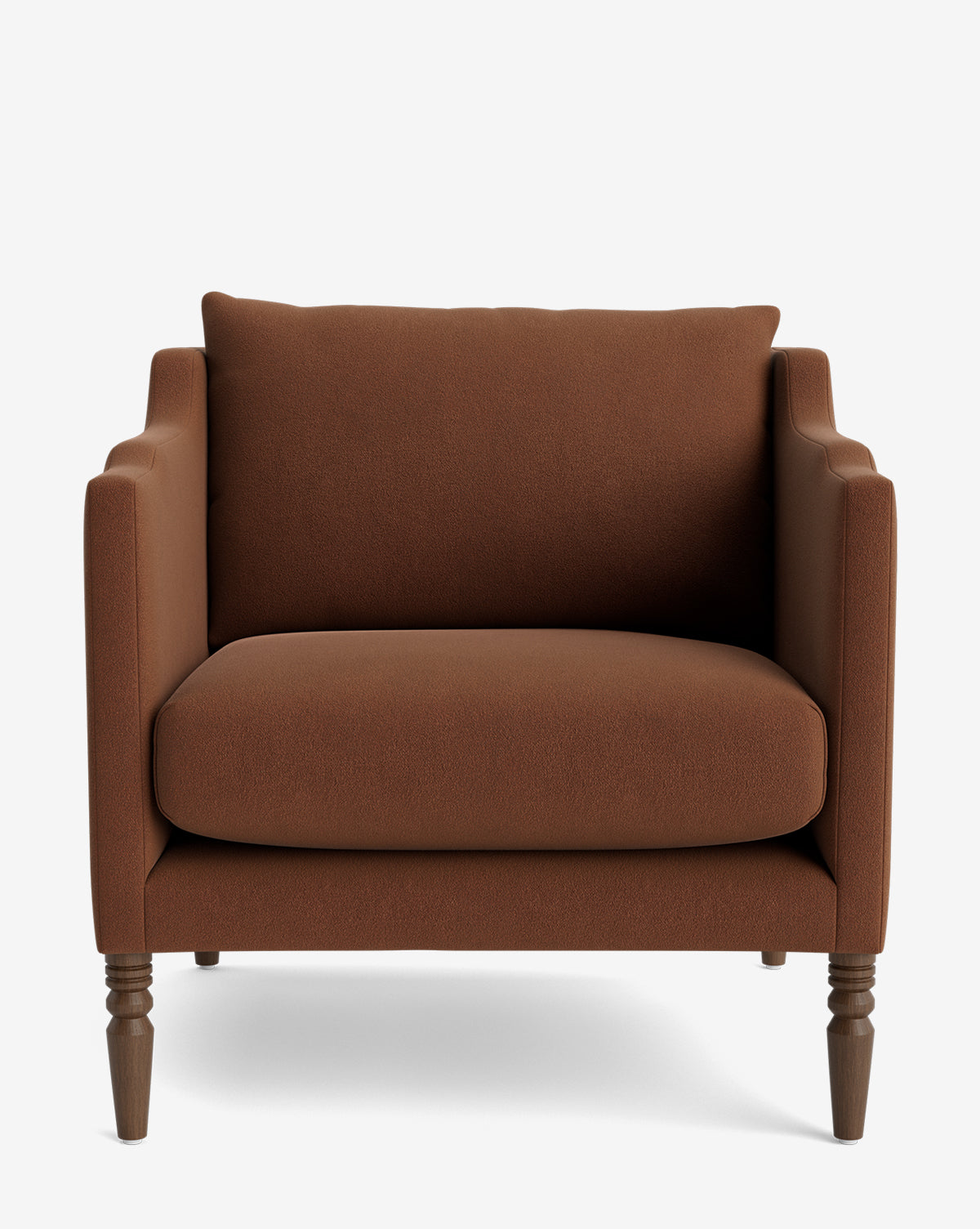 Fauteuil de salon capitonné traditionnel avec pieds tournés et accoudoirs originaux pour le salon
