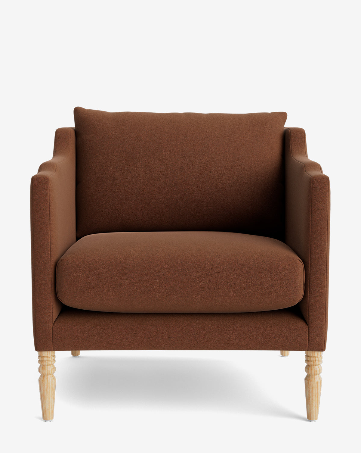 Fauteuil de salon capitonné traditionnel avec pieds tournés et accoudoirs originaux pour le salon