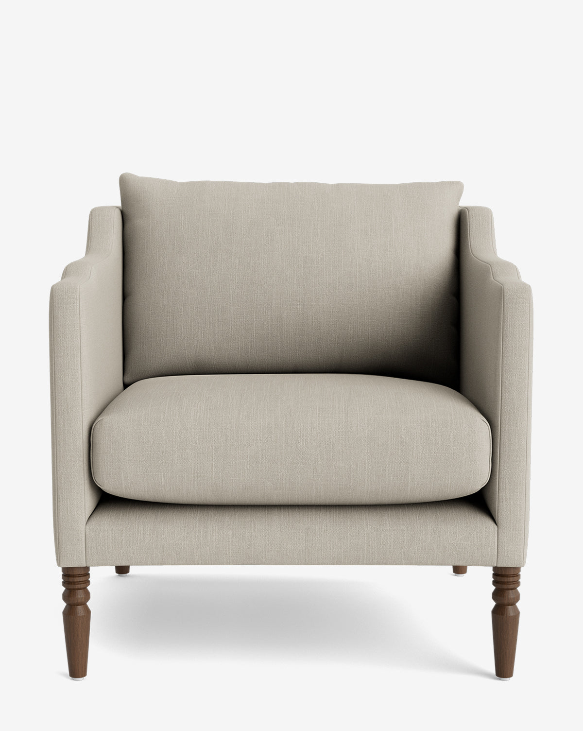 Fauteuil de salon capitonné traditionnel avec pieds tournés et accoudoirs originaux pour le salon