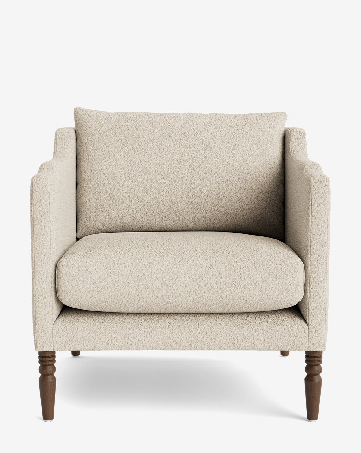 Fauteuil de salon capitonné traditionnel avec pieds tournés et accoudoirs originaux pour le salon