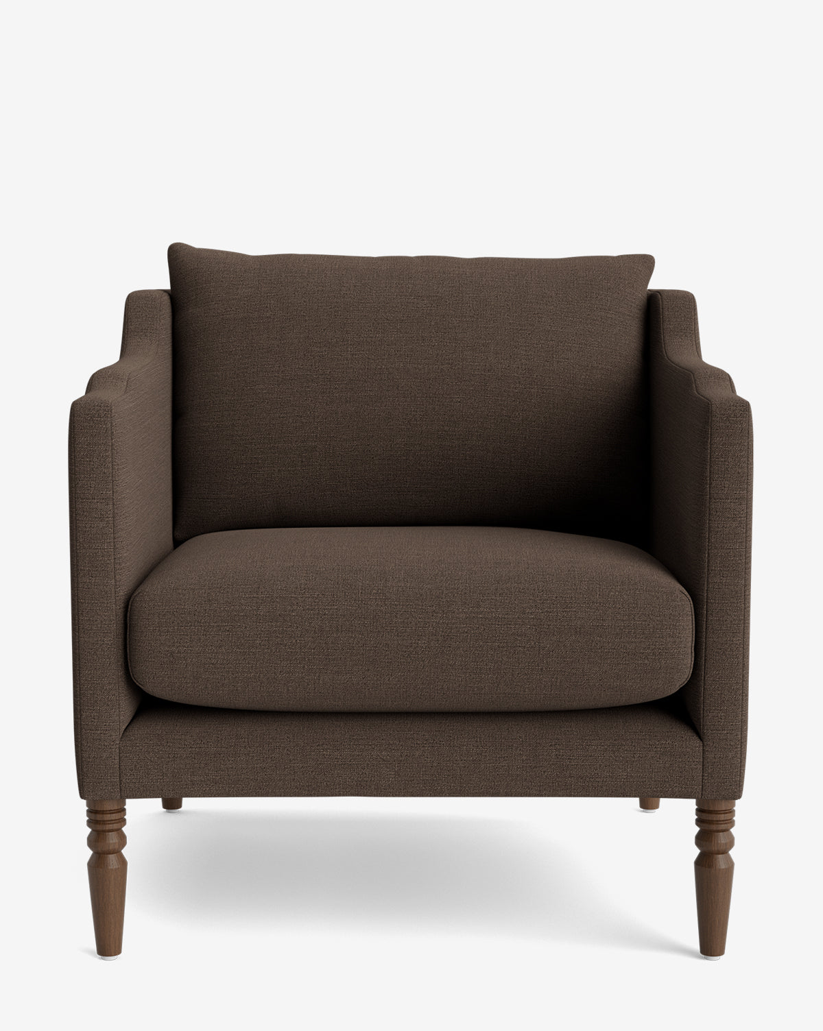 Fauteuil de salon capitonné traditionnel avec pieds tournés et accoudoirs originaux pour le salon